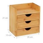 Organizator de birou, un raft si 3 sertare, din bambus, 21 x 20 x 13 cm - imagine 4