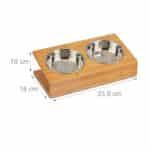 Set boluri inox, mancare caini/pisici, cu suport din bambus, 10 x 33,5 x 18 cm - imagine 5