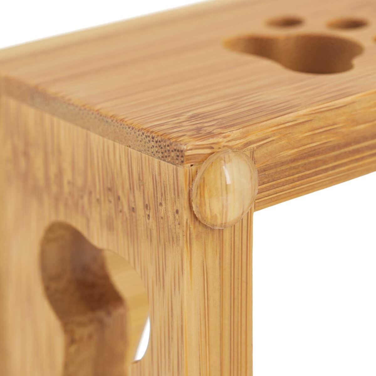 Suport din bambus cu 2 boluri din inox, pentru catei si pisici, 5,5 x 29,5 x 14 cm - imagine 8