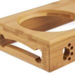 Suport din bambus cu 2 boluri din inox, pentru catei si pisici, 5,5 x 29,5 x 14 cm - imagine 9