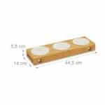 Suport din bambus cu 3 boluri din inox, pentru catei si pisici, 5,5 x 44,5 x 14 cm - imagine 5
