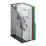 Organizator de birou, metalic, documente A4, negru, 32 x 16 x 24,5 cm