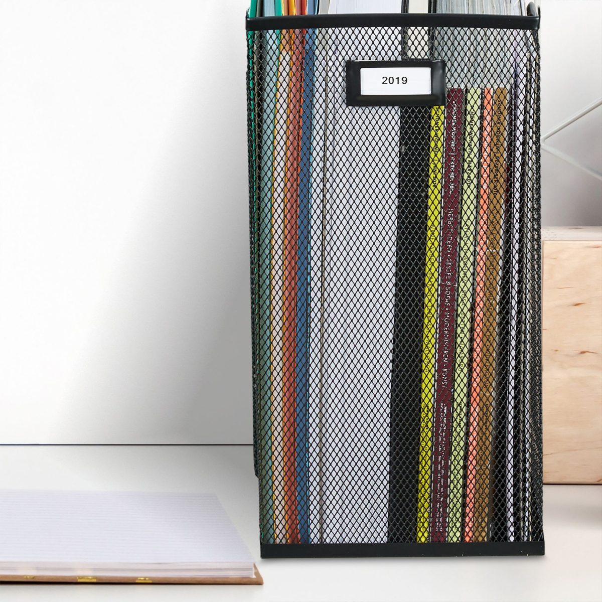 Organizator de birou, metalic, documente A4, negru, 32 x 16 x 24,5 cm - imagine 3