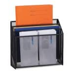 Organizator de birou, metalic, documente A4, negru, 29,5 x 32 x 9 cm