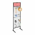 Panou perforat pentru expunere, cu 10 carlige, negru, 215 x 65,5 x 44,5 cm