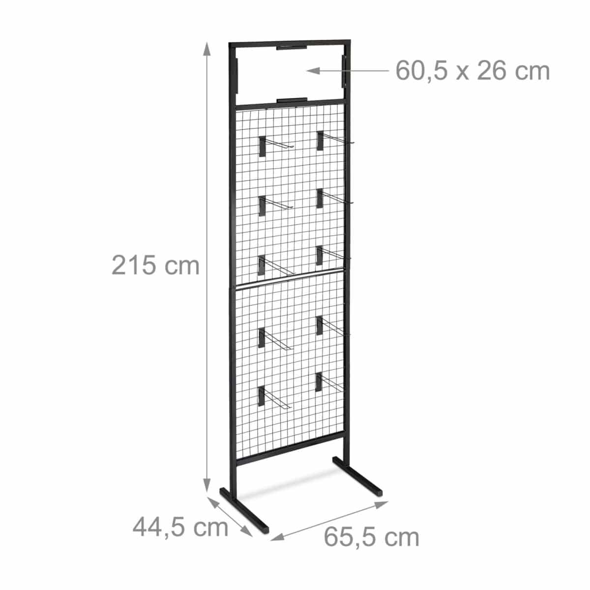 Panou perforat pentru expunere, cu 10 carlige, negru, 215 x 65,5 x 44,5 cm - imagine 5
