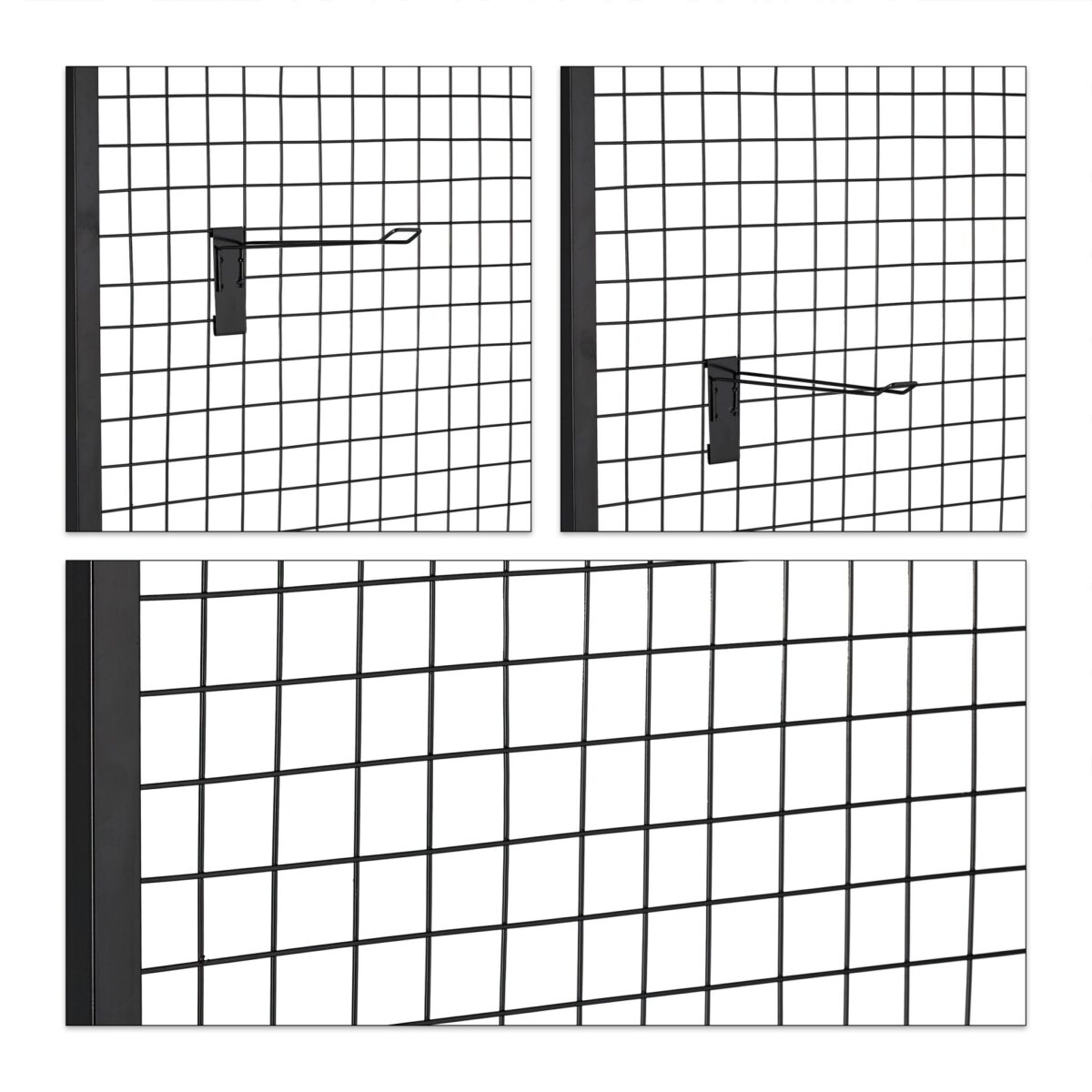 Panou perforat pentru expunere, cu 10 carlige, negru, 215 x 65,5 x 44,5 cm - imagine 9