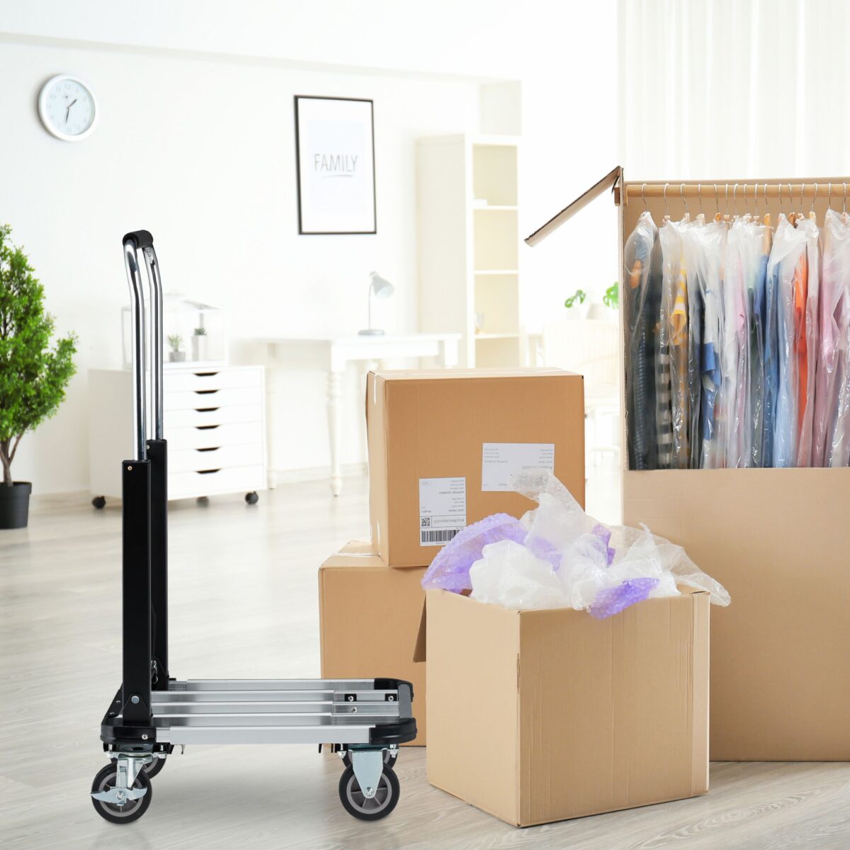 Carucior transport, manerului reglabil pe inaltime, capacitate de incarcare 100 kg, Relaxdays - imagine 3