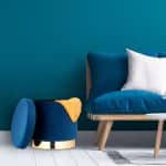 Taburet din catifea cu spatiu de depozitare, albastru/auriu, design modern, capacitate 150 kg, 41,5 x 37 cm - imagine 5