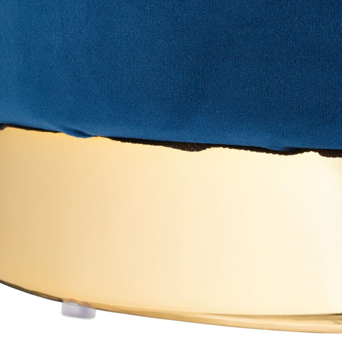 Taburet din catifea cu spatiu de depozitare, albastru/auriu, design modern, capacitate 150 kg, 41,5 x 37 cm - imagine 2
