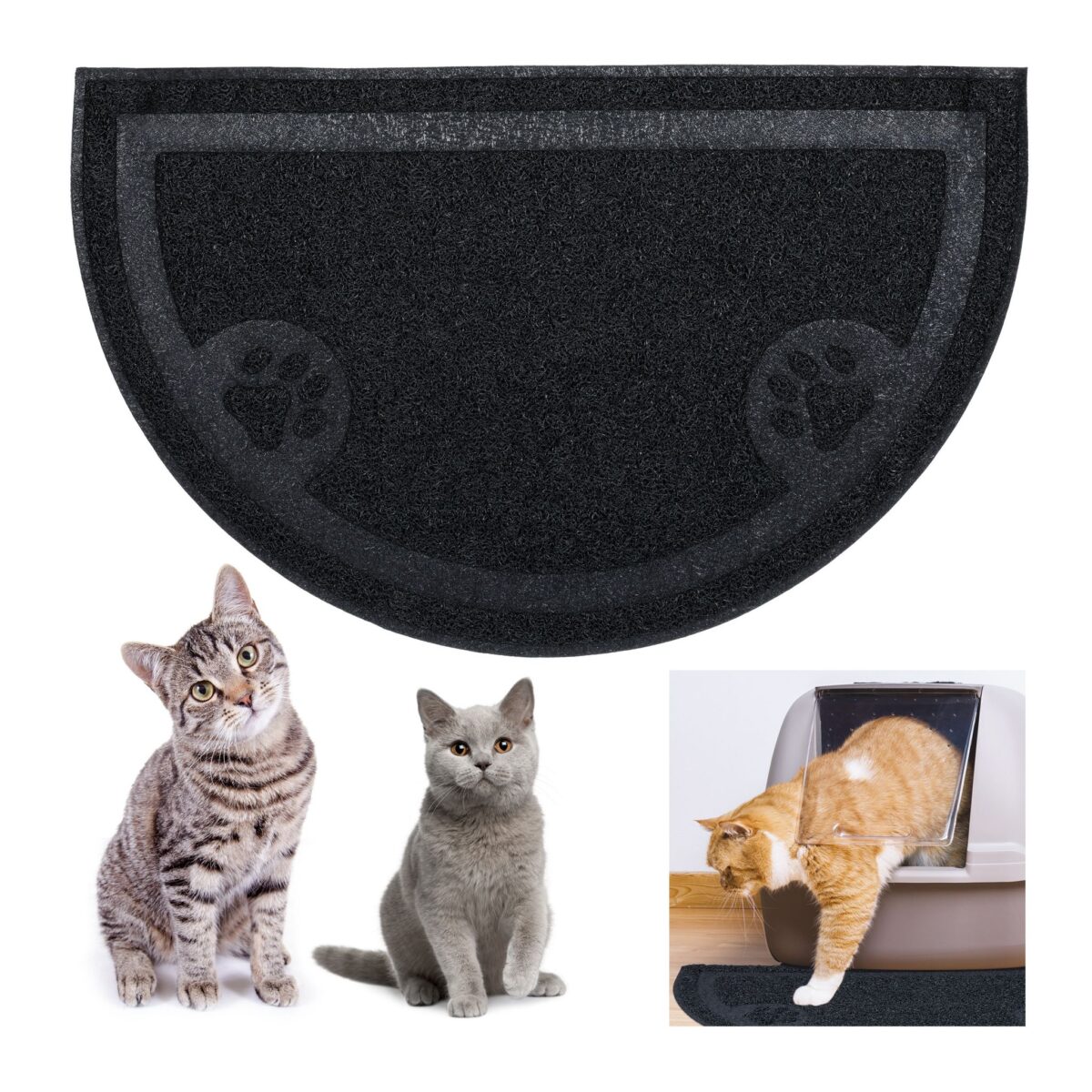 Covoras litiera, baza anti-alunecare, 40 x 59 cm, negru, Relaxdays - imagine 2