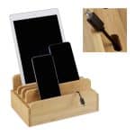 Suport pentru telefoane/tableta, din bambus, 6 device-uri, 10 x 22,5 x 15 cm
