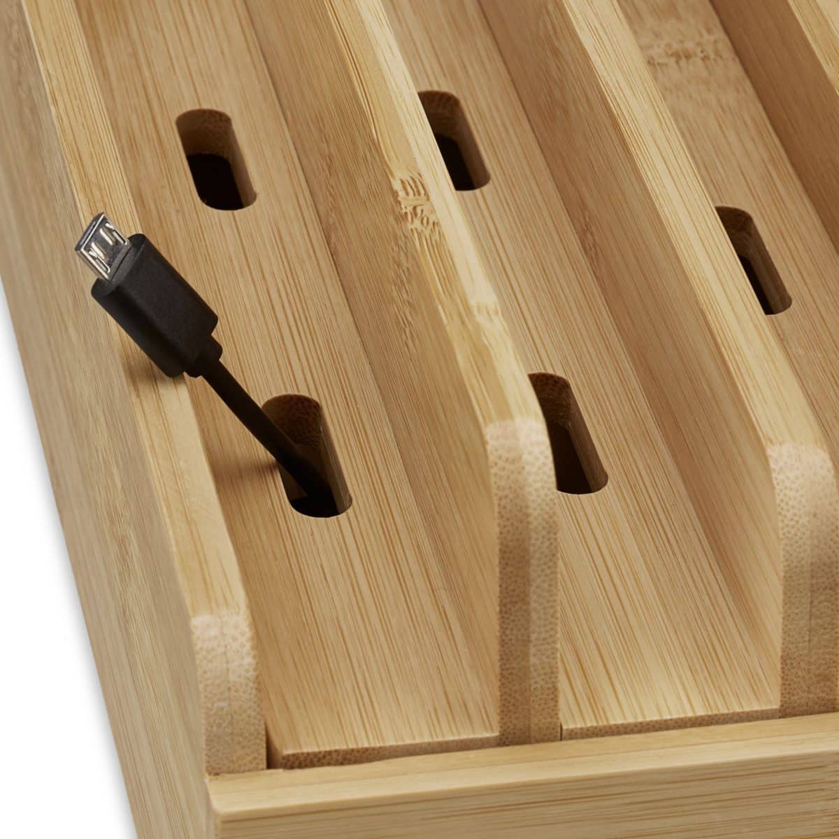 Suport pentru telefoane/tableta, din bambus, 6 device-uri, 10 x 22,5 x 15 cm - imagine 7