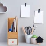 Organizator bambus, de birou, 2 compartimente, 30 x 12 x 23 cm - imagine 2