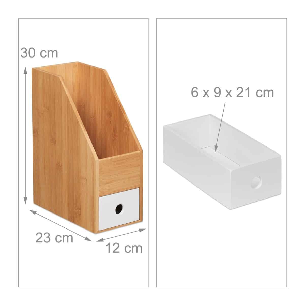 Organizator bambus, de birou, 2 compartimente, 30 x 12 x 23 cm - imagine 4