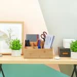 Organizator bambus, de birou, 6 compartimente, 14 x 28 x 20 cm - imagine 2
