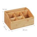 Organizator bambus, de birou, 6 compartimente, 14 x 28 x 20 cm - imagine 4