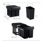 Cos de gunoi incorporabil cu 4 compartimente, 4 x 8 L, otel/plastic, negru - imagine 6
