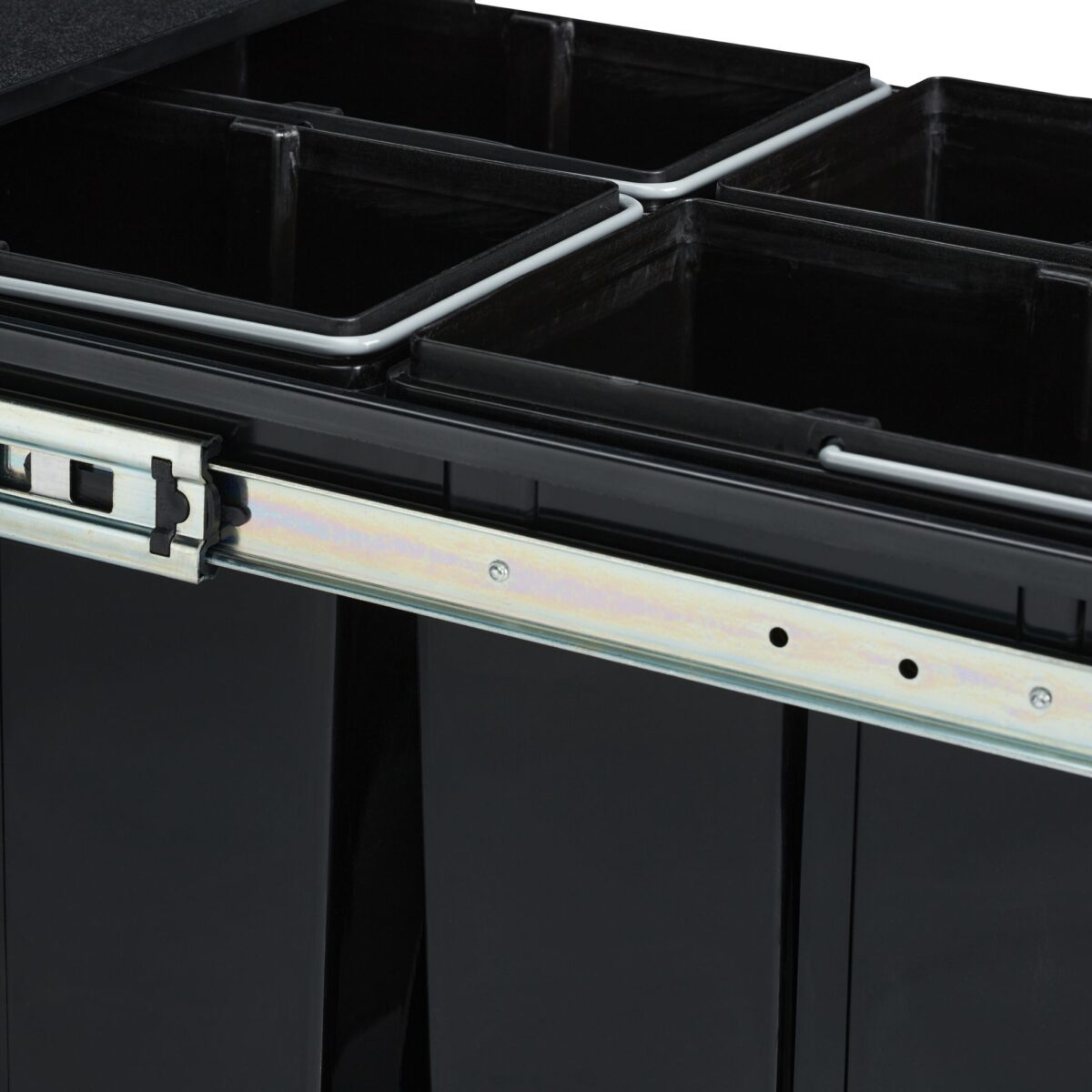 Cos de gunoi incorporabil cu 4 compartimente, 4 x 8 L, otel/plastic, negru - imagine 4