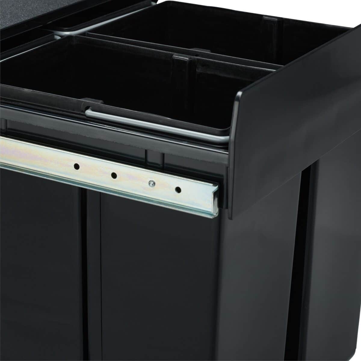 Cos de gunoi incorporabil cu 4 compartimente, 4 x 8 L, otel/plastic, negru - imagine 3