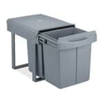 Cos de gunoi incorporabil cu 2 compartimente, 2 x 20 L, otel/plastic, gri