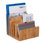 Organizator de birou, 5 compartimente, din bambus, 23 x 24,5 x 25 cm
