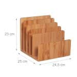 Organizator de birou, 5 compartimente, din bambus, 23 x 24,5 x 25 cm - imagine 4