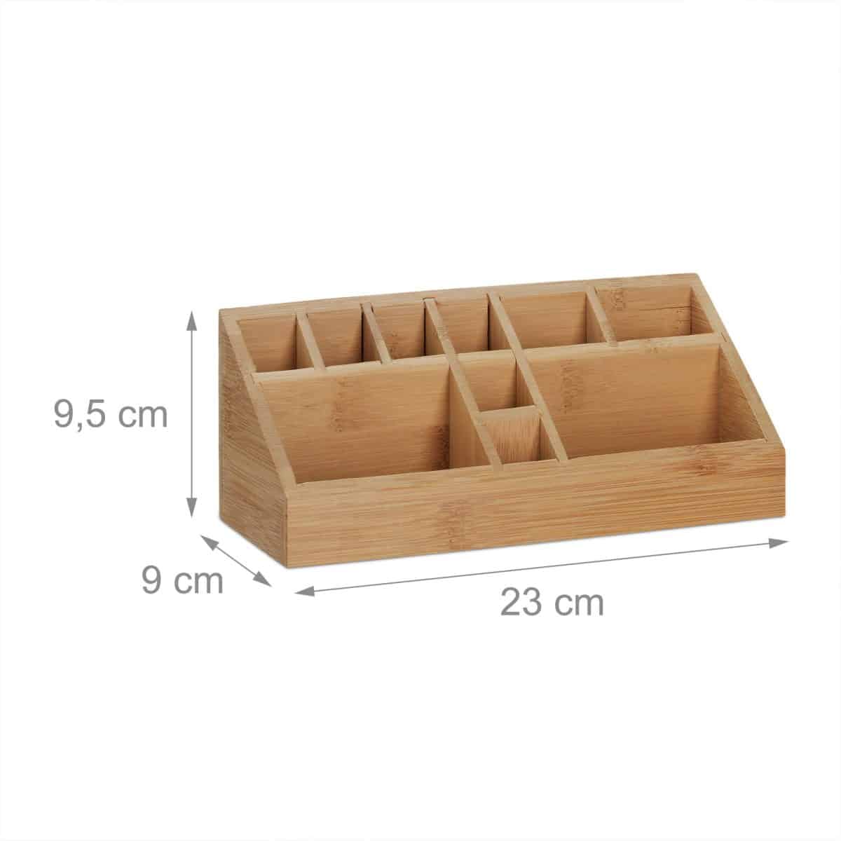 Organizator de birou, 10 compartimente, din bambus, 9,5 x 23 x 9 cm - imagine 4