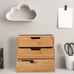 Organizator de birou, compartimentat cu 3 sertare, din bambus, 14 x 28 x 20 cm - imagine 2