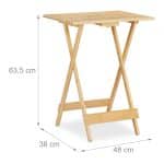 Masuta de cafea, pliabila, din bambus, 63,5 x 48 x 38 cm, maro - imagine 3