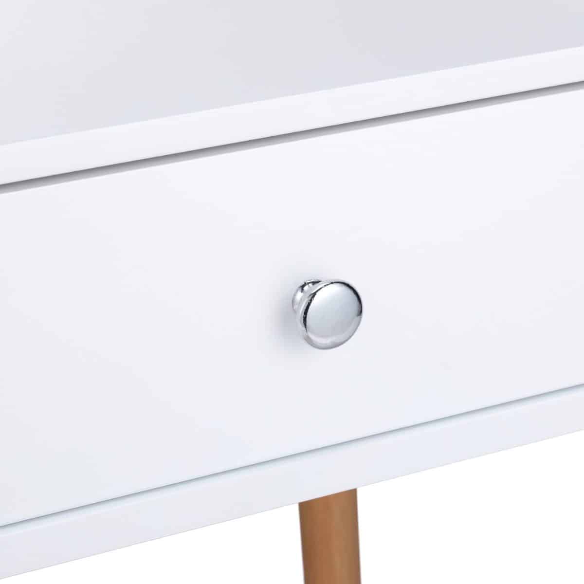 Noptiera cu sertar si raft, alb/natur, MDF/bambus, 55,5 x 40 x 35 cm - imagine 3