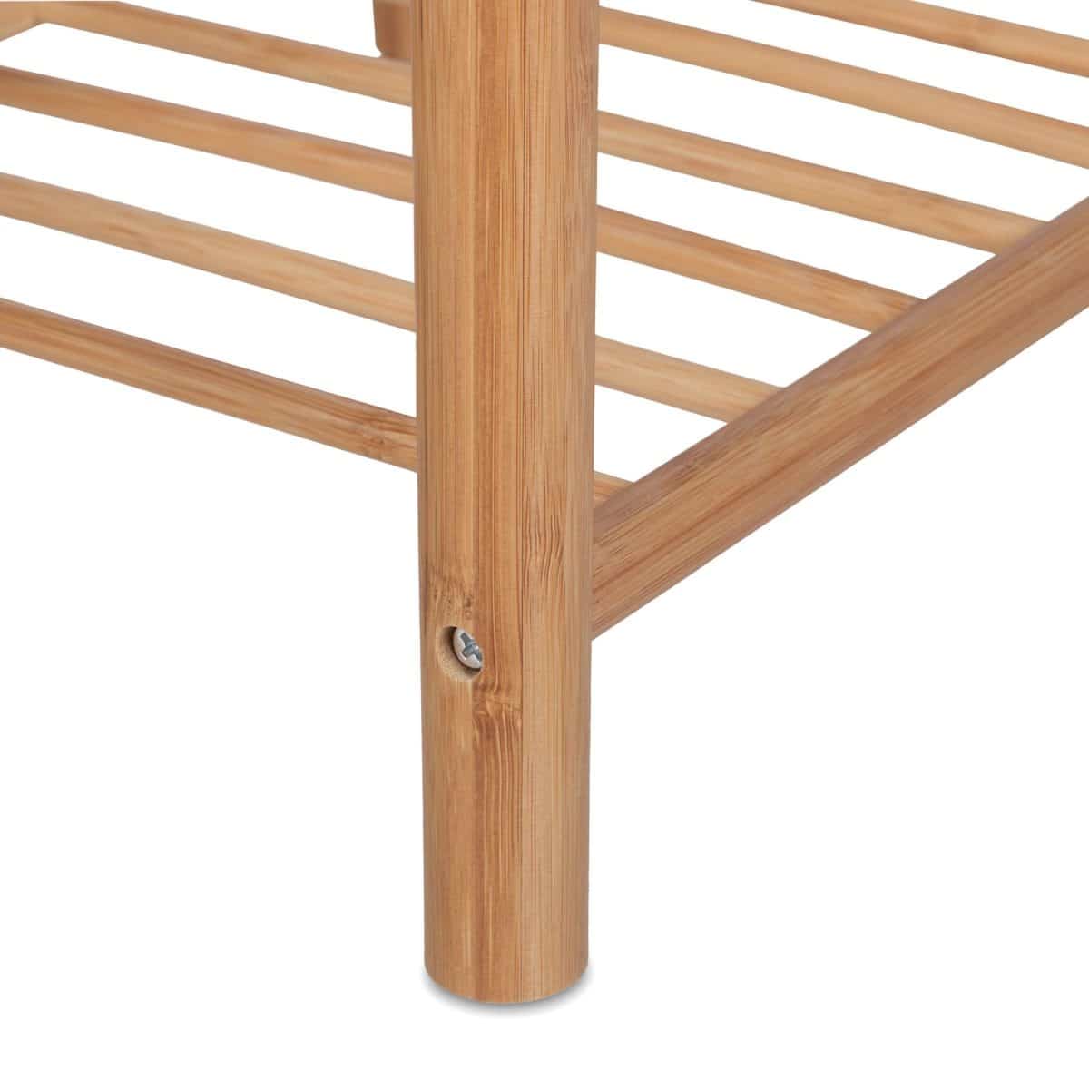 Noptiera cu sertar si raft, alb/natur, MDF/bambus, 55,5 x 40 x 35 cm - imagine 2