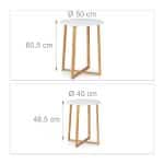 Set 2 masute de cafea, bambus/MDF, alb/natur - imagine 3