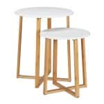 Set 2 masute de cafea, bambus/MDF, alb/natur - imagine 4