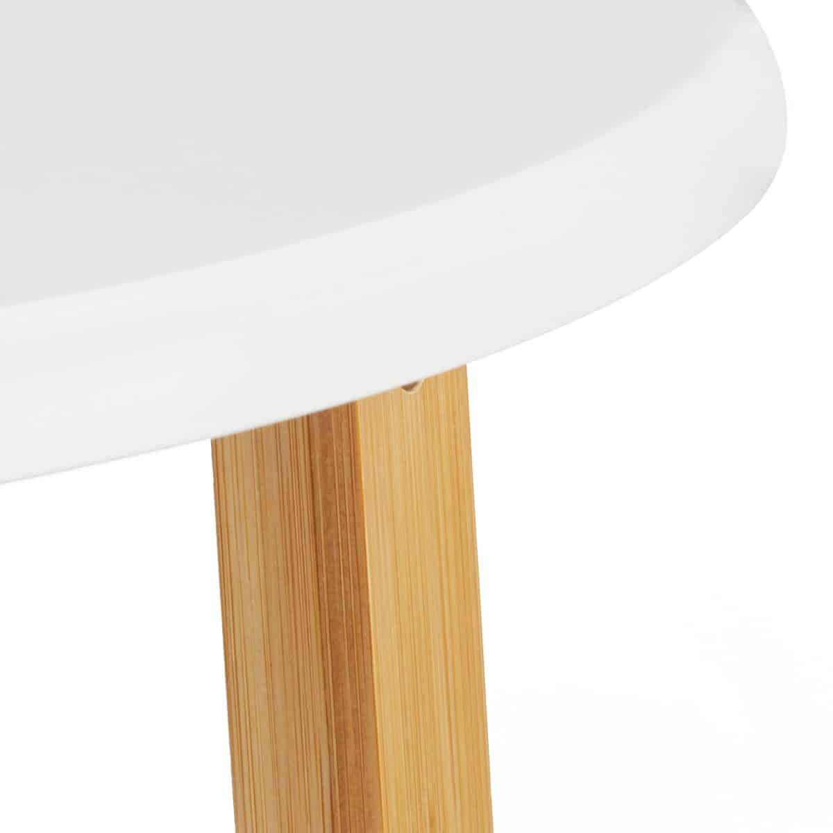 Set 2 masute de cafea, bambus/MDF, alb/natur - imagine 5