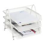 Set 3 tavite/organizator birou, metalic, documente A4, alb, 32 x 16 x 24,5 cm