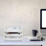 Set 3 tavite/organizator birou, metalic, documente A4, alb, 32 x 16 x 24,5 cm - imagine 2