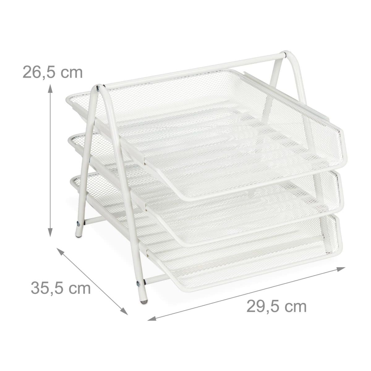 Set 3 tavite/organizator birou, metalic, documente A4, alb, 32 x 16 x 24,5 cm - imagine 4
