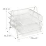 Set 3 tavite/organizator birou, metalic, documente A4, alb, 32 x 16 x 24,5 cm - imagine 4