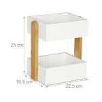 Organizator de birou/cosmetice, din bambus si MDF, 25 x 22 x 16,5 cm, alb - imagine 3