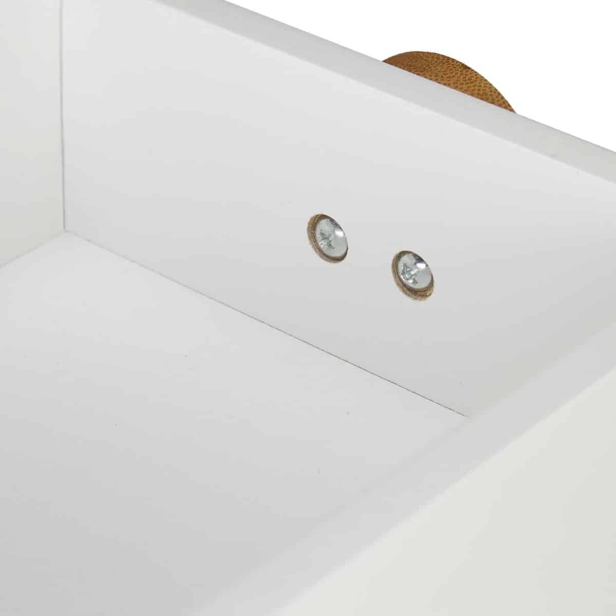 Organizator de birou/cosmetice, din bambus si MDF, 25 x 22 x 16,5 cm, alb - imagine 6
