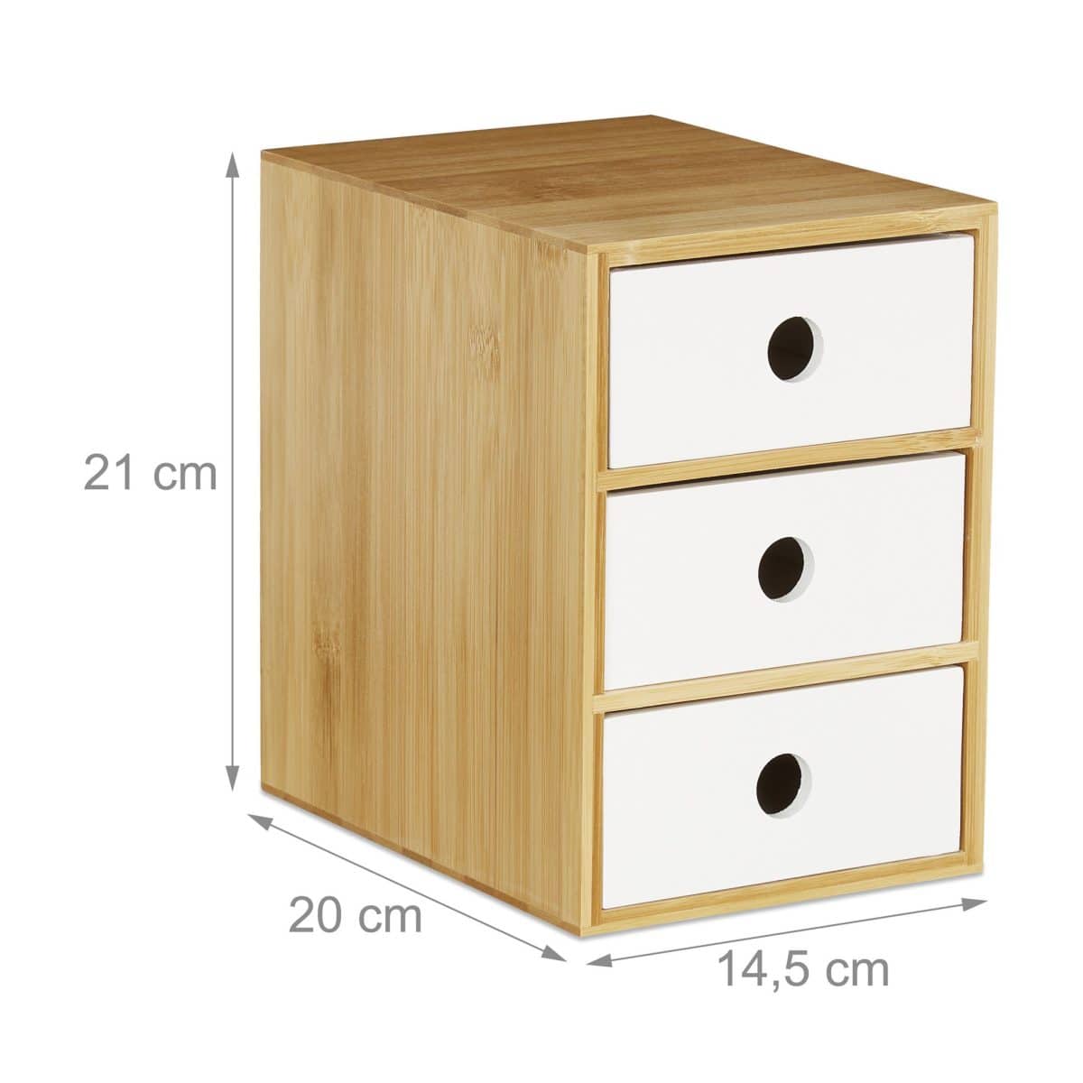 Organizator de birou/cosmetice, din bambus si MDF, 21 x 14,5 x 20 cm - imagine 4