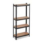 Raft industrial negru, 4 rafturi din MDF, cadru otel, 150 x 70 x 30 cm