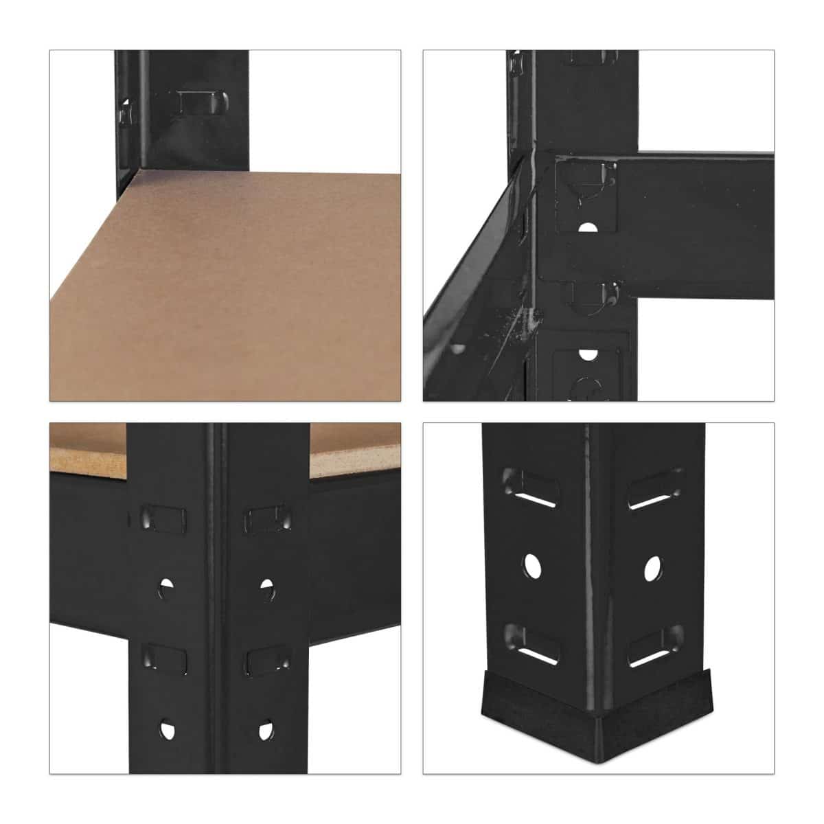 Raft industrial negru, 4 rafturi din MDF, cadru otel, 150 x 70 x 30 cm - imagine 8
