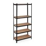 Raft industrial XXL negru 4 polite din MDF, cadru otel galvanizat, 220 x 100 x 45 cm, Relaxdays