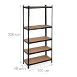 Raft industrial XXL negru 4 polite din MDF, cadru otel galvanizat, 220 x 100 x 45 cm, Relaxdays - imagine 5