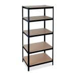 Raft metalic industrial cu 5 polite, negru, capacitate de incarcare 1325 kg, 200 x 90 x 60 cm, Relaxdays