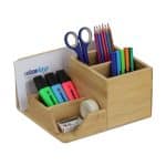Set de birou, 5 compartimente, din bambus, 11,5 x 22 x 19 cm, Relaxdays