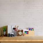 Set de birou, 5 compartimente, din bambus, 11,5 x 22 x 19 cm, Relaxdays - imagine 2