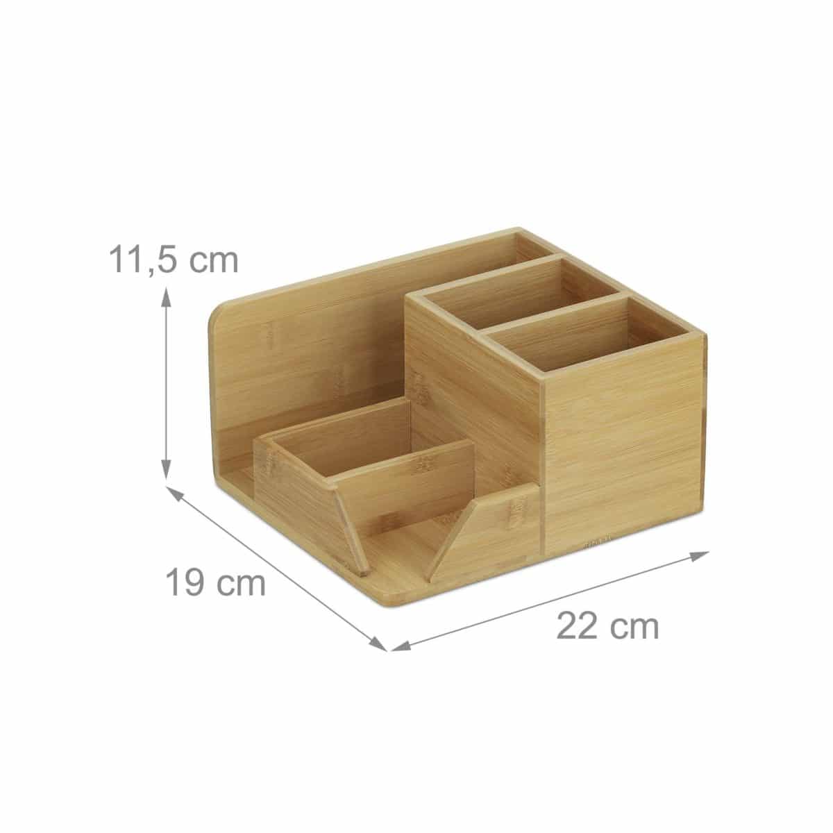 Set de birou, 5 compartimente, din bambus, 11,5 x 22 x 19 cm, Relaxdays - imagine 4